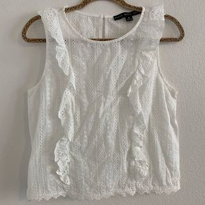 White Eyelet Ruffle Top